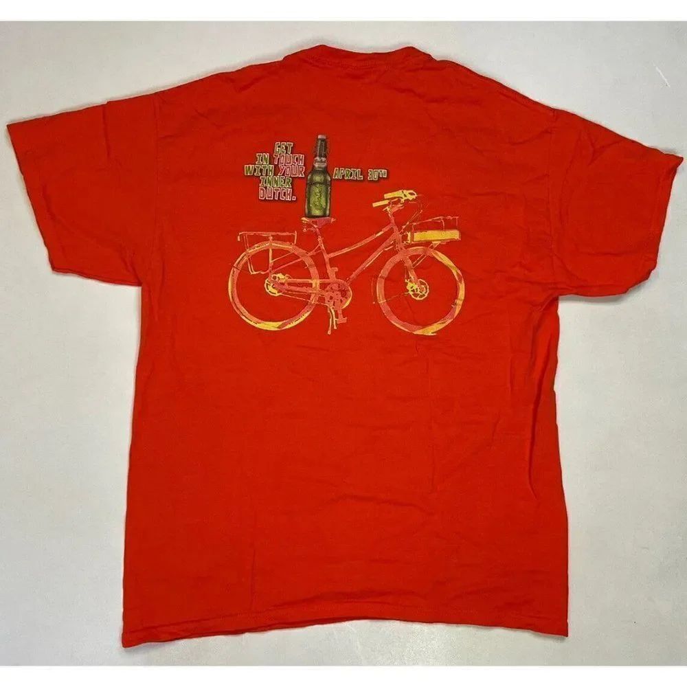 Grolsch Lager Beer Promo Graphic T-shirt Men Large Orange Short Sleeve